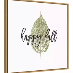 Fall>Kirklands Home Happy Fall Leaf Stamp Framed Canvas Art Print