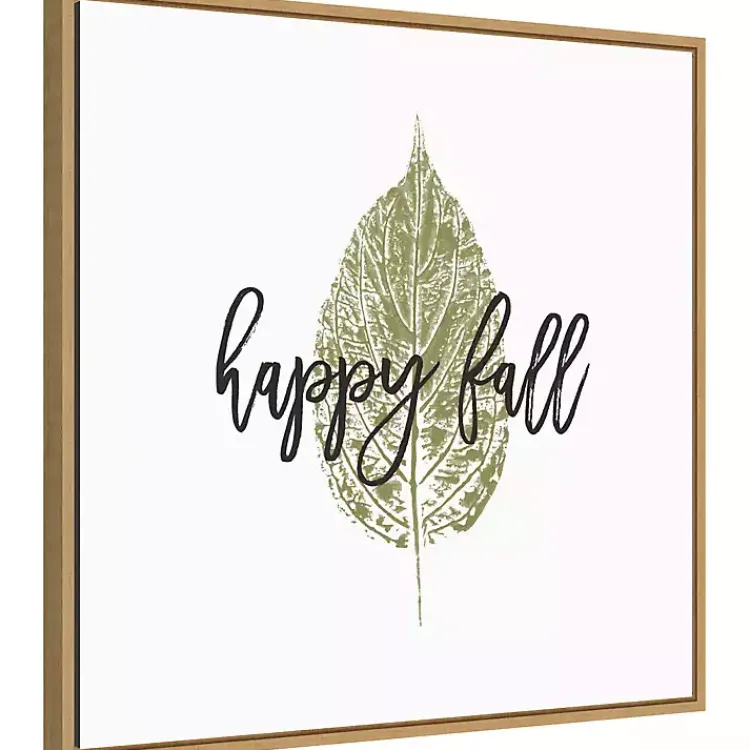 Fall>Kirklands Home Happy Fall Leaf Stamp Framed Canvas Art Print