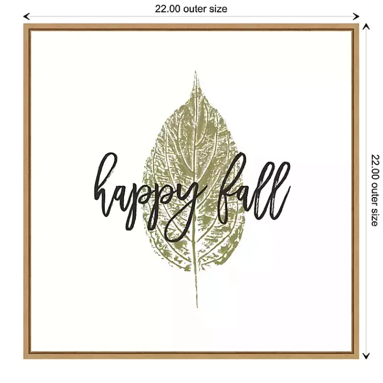 Fall>Kirklands Home Happy Fall Leaf Stamp Framed Canvas Art Print