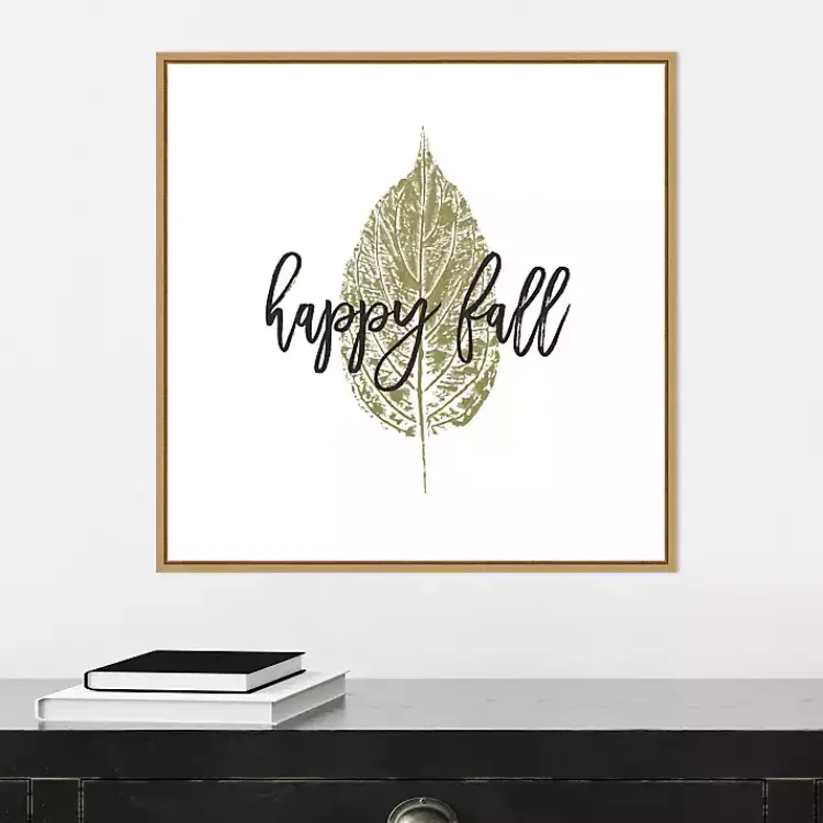 Fall>Kirklands Home Happy Fall Leaf Stamp Framed Canvas Art Print