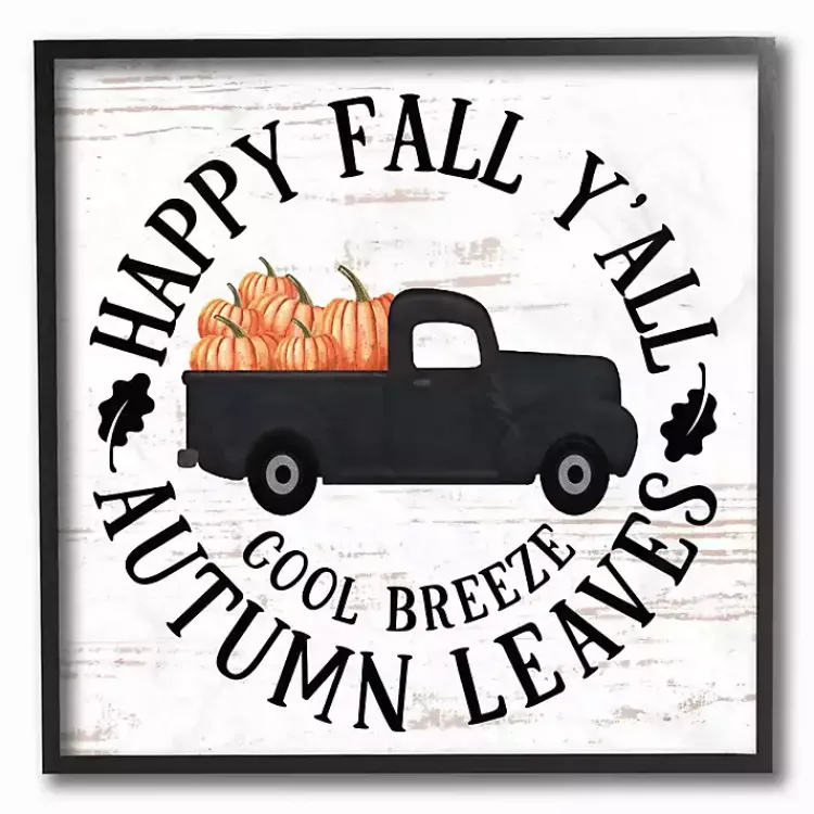 Fall>Kirklands Home Happy Fall Y'all Pumpkin Truck Framed Wall Plaque