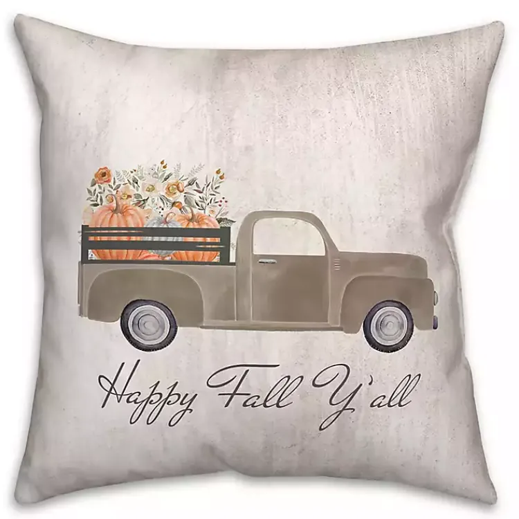 Fall>Kirklands Home Happy Fall Y'all Pumpkin Truck Pillow