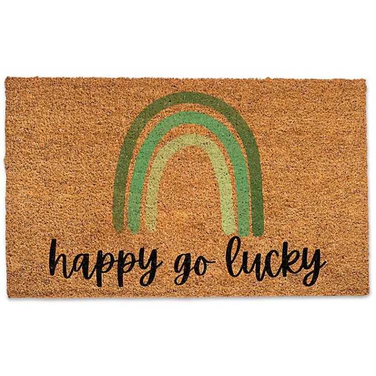 St Patricks Day Decorations>Kirklands Home Happy Go Lucky Doormat