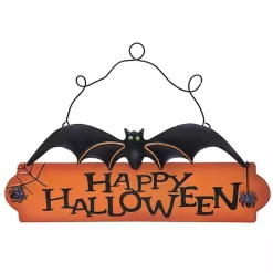 Halloween>Kirklands Home Happy Halloween Bat Hanging Wall Sign