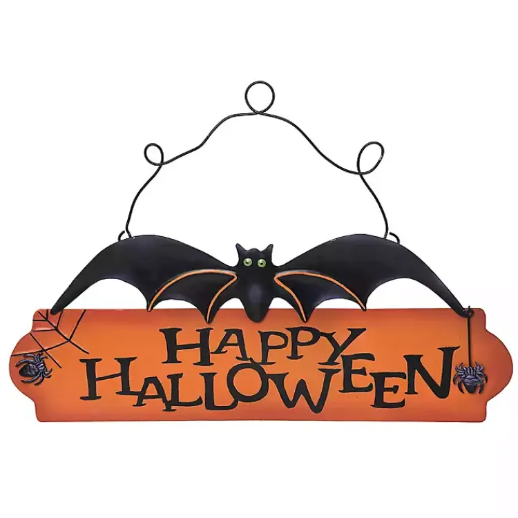 Halloween>Kirklands Home Happy Halloween Bat Hanging Wall Sign