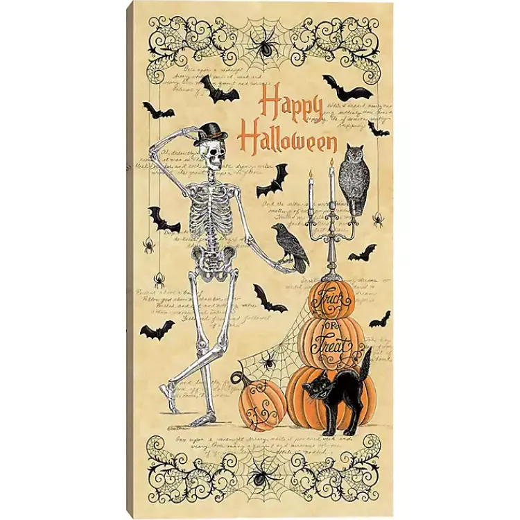 Halloween>Kirklands Home Happy Halloween Dapper Skeleton Canvas Art