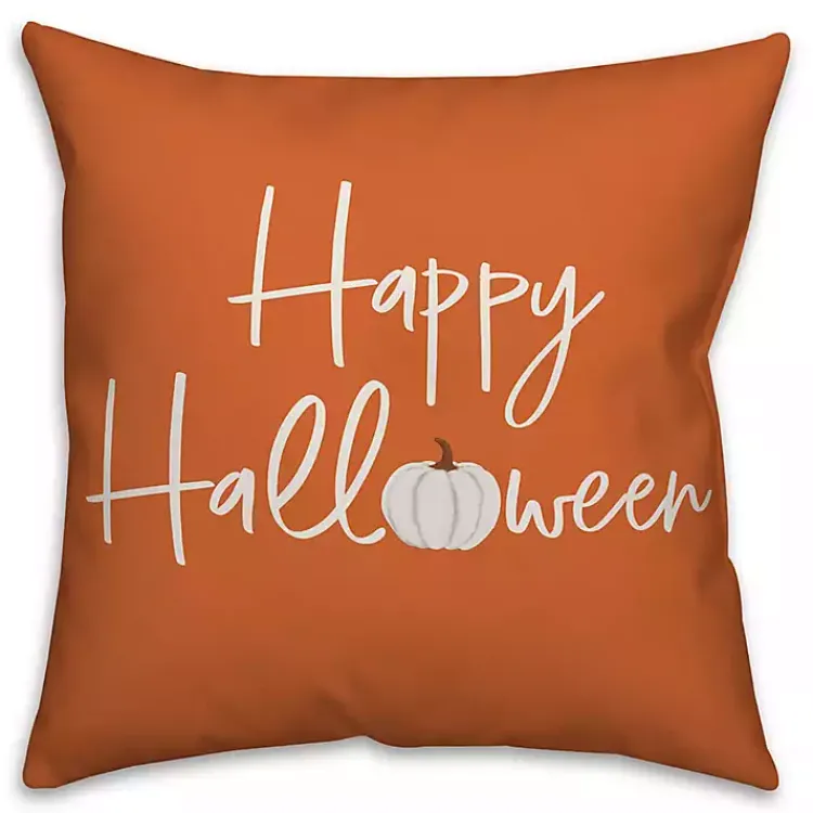 Halloween>Kirklands Home Happy Halloween Double Sided Outdoor Pillow Orange