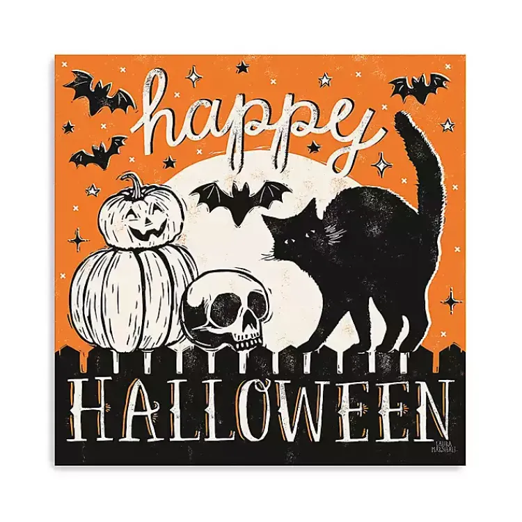 Halloween>Kirklands Home Happy Halloween Full Moon Cat Canvas Art Print