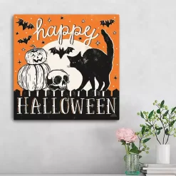 Halloween>Kirklands Home Happy Halloween Full Moon Cat Canvas Art Print