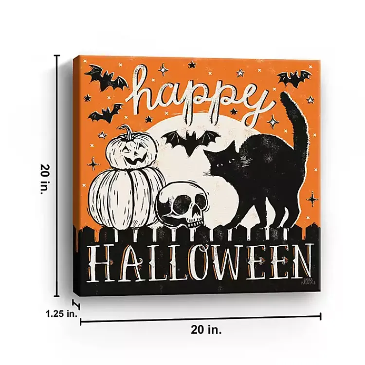 Halloween>Kirklands Home Happy Halloween Full Moon Cat Canvas Art Print