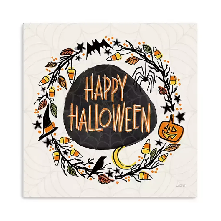 Halloween>Kirklands Home Happy Halloween Wreath Canvas Art Print