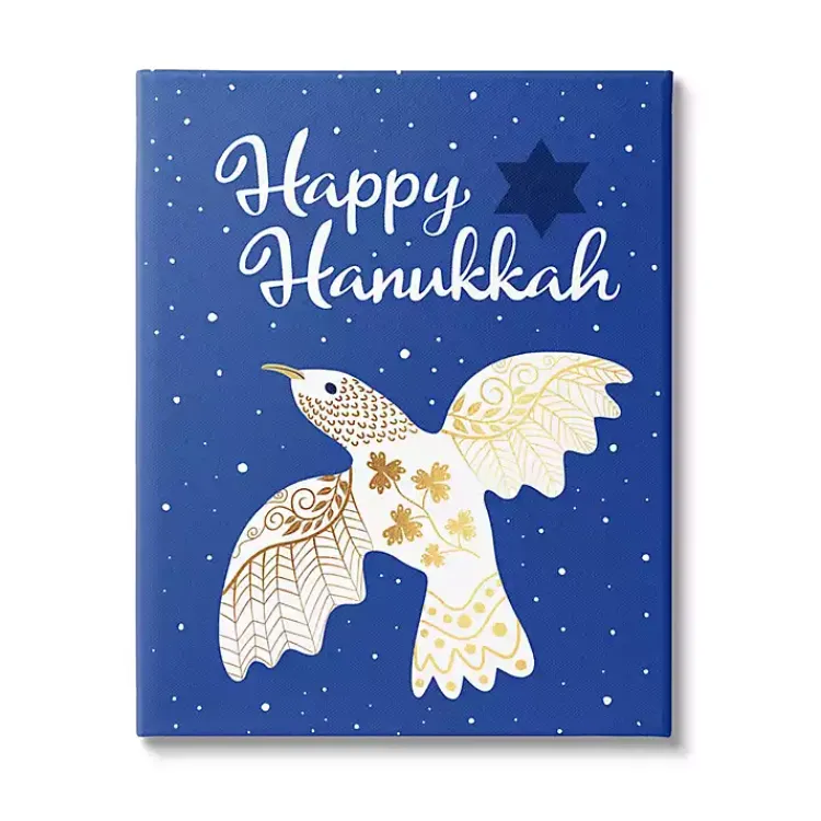 Hanukkah Decorations>Kirklands Home Happy Hanukkah Dove Canvas Art Print