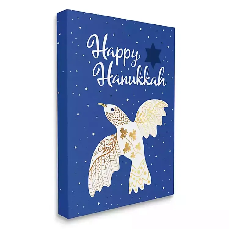 Hanukkah Decorations>Kirklands Home Happy Hanukkah Dove Canvas Art Print