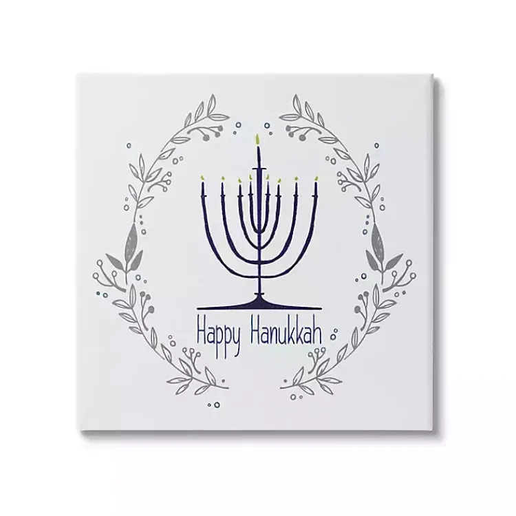 Hanukkah Decorations>Kirklands Home Happy Hanukkah Wreath Canvas Art Print