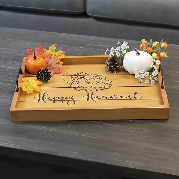 Fall>Kirklands Home Happy Harvest Wood Tray Tan