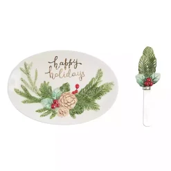 Kirklands Home Happy Holidays Oval Serving Platter with Spreader Online