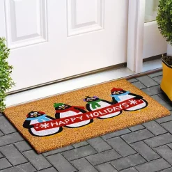Outdoor Christmas Decorations>Kirklands Home Happy Holidays Penguins Doormat Multi
