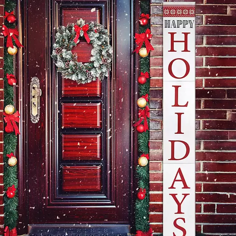 Outdoor Christmas Decorations>Kirklands Home Happy Holidays Snowflake Christmas Porch Board