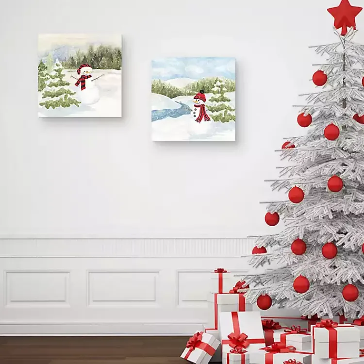 Christmas Art & Wall Decor>Kirklands Home Happy Snowman I & II Christmas Art Set Multi