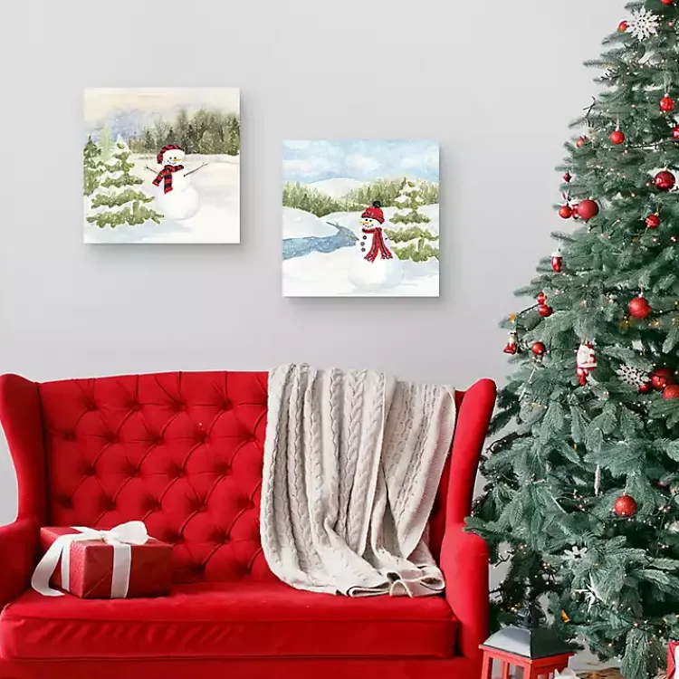 Christmas Art & Wall Decor>Kirklands Home Happy Snowman I & II Christmas Art Set Multi