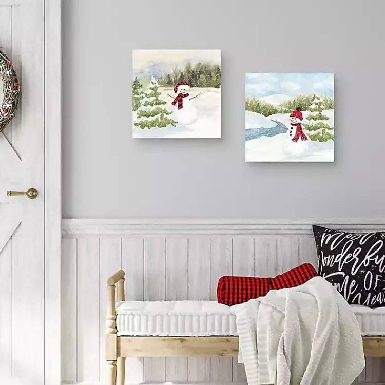 Christmas Art & Wall Decor>Kirklands Home Happy Snowman I & II Christmas Art Set Multi