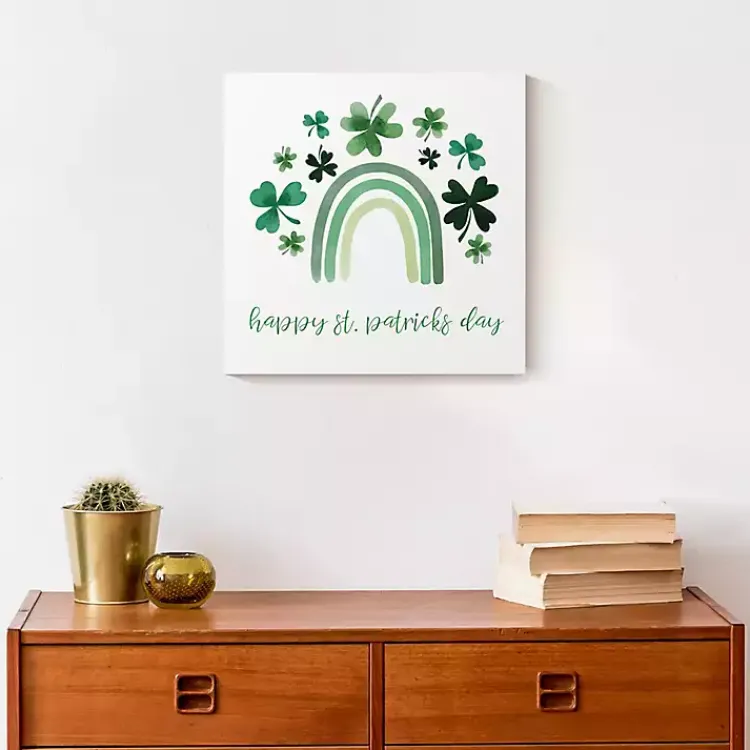 St Patricks Day Decorations>Kirklands Home Happy St. Patrick's Day Rainbow Canvas Art Print
