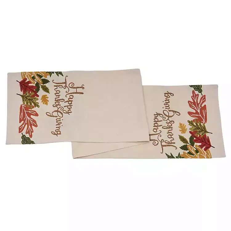 Fall>Kirklands Home Happy Thanksgiving Beaded Table Runner