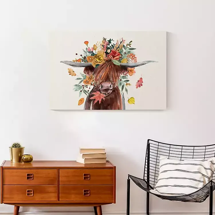 Fall>Kirklands Home Harvest Highland Cow Canvas Art Print