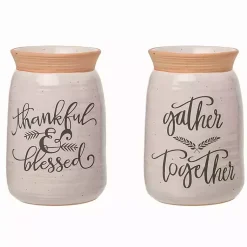 Fall>Kirklands Home Harvest Sentiment Ceramic Vases, Set of 2 White