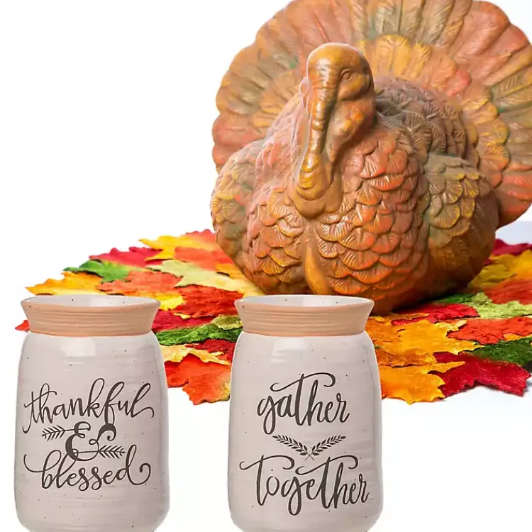 Fall>Kirklands Home Harvest Sentiment Ceramic Vases, Set of 2 White