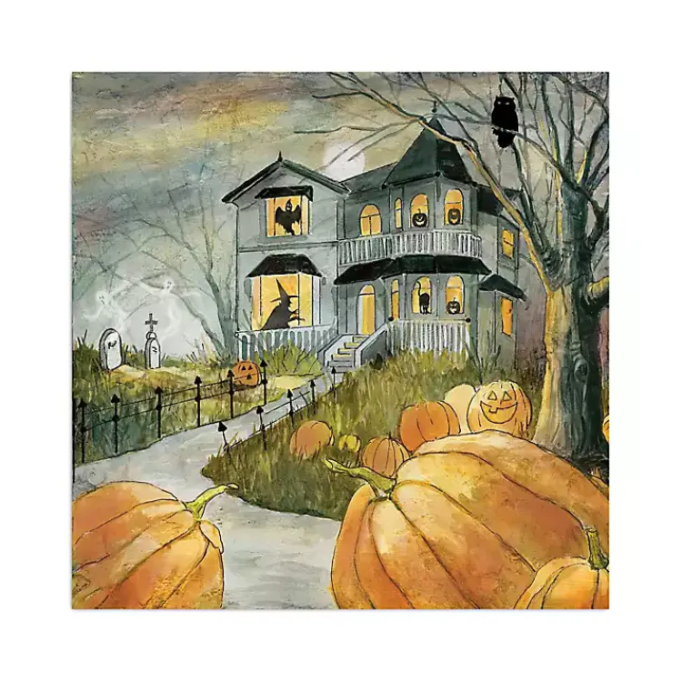 Halloween>Kirklands Home Haunted House Halloween Wall Plaque
