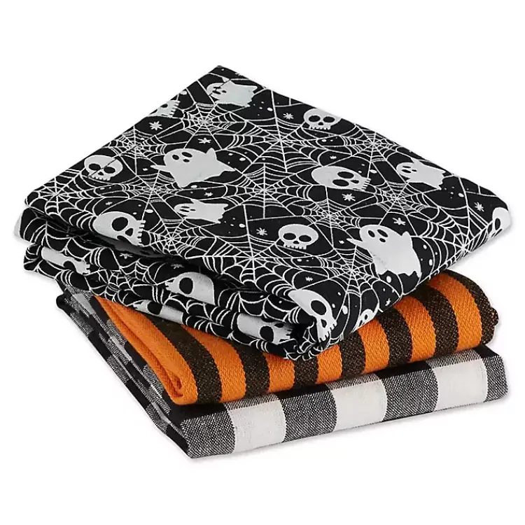 Halloween>Kirklands Home Haunted Prints Assorted Dishtowels, Set of 3