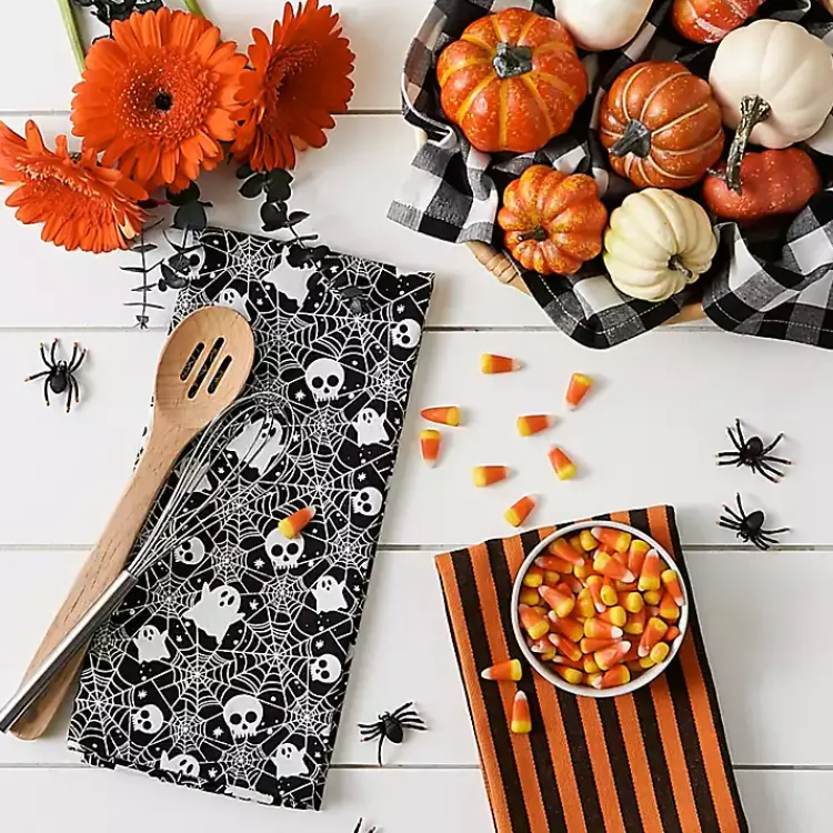 Halloween>Kirklands Home Haunted Prints Assorted Dishtowels, Set of 3