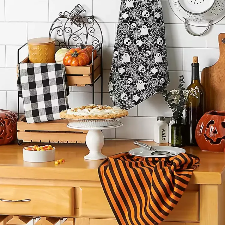 Halloween>Kirklands Home Haunted Prints Assorted Dishtowels, Set of 3