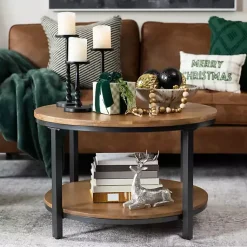 Kirklands Home Hayden Wood and Gunmetal Coffee Table Hot