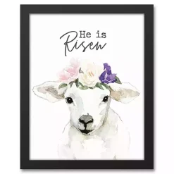 Easter Decorations>Kirklands Home He is Risen Lamb Framed Canvas Art Print