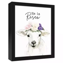 Easter Decorations>Kirklands Home He is Risen Lamb Framed Canvas Art Print