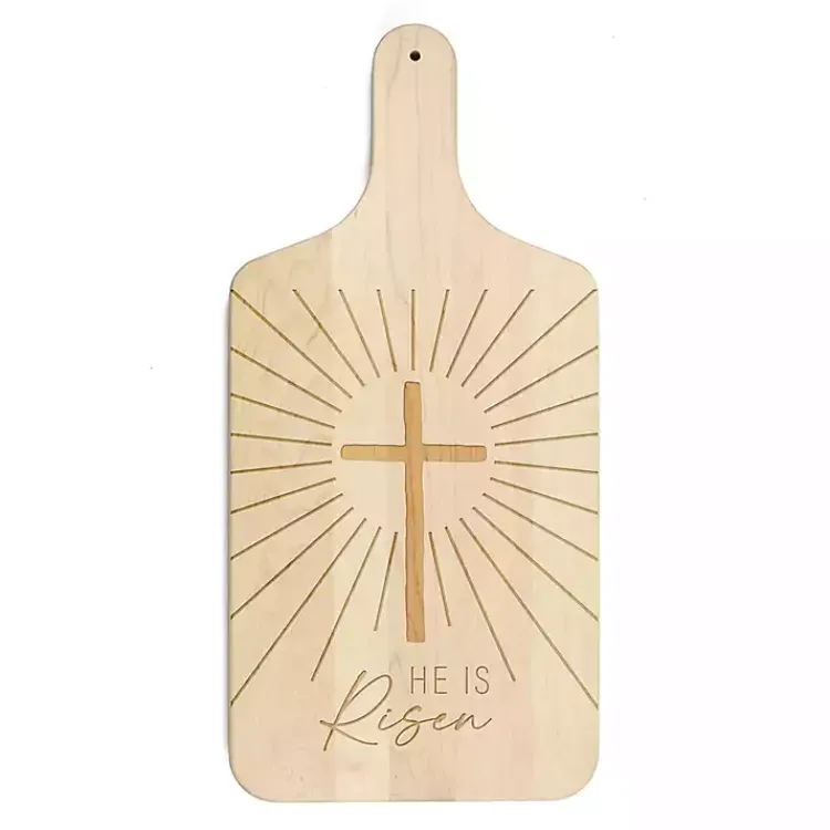 Easter Decorations>Kirklands Home He is Risen Maple Cutting Board Tan