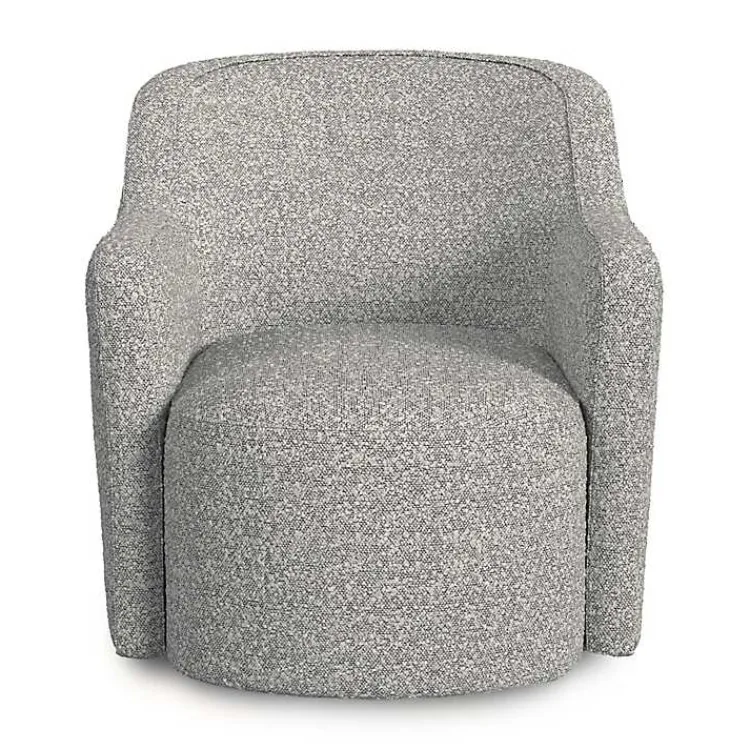 Kirklands Home Heather Boucle Swivel Barrel Accent Chair Gray Clearance
