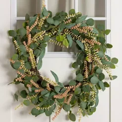 Wreaths>Kirklands Home Heather Wheat and Eucalyptus Wreath