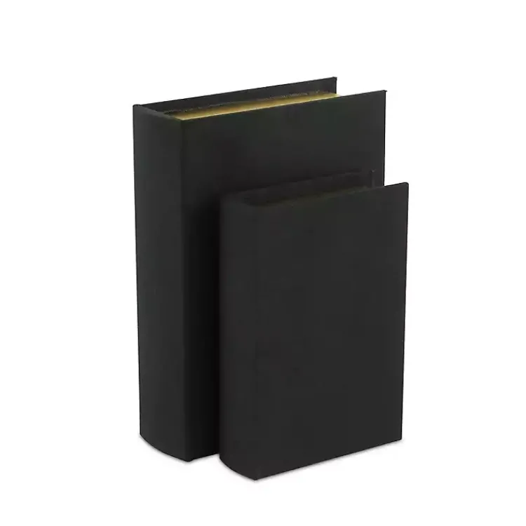 Baskets & Boxes>Kirklands Home Heathered Linen Book Boxes, Set of 2 Black