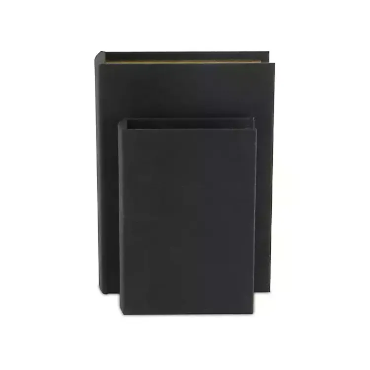 Baskets & Boxes>Kirklands Home Heathered Linen Book Boxes, Set of 2 Black