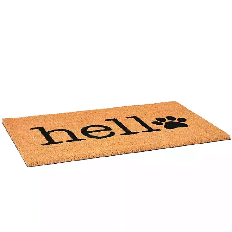 Kirklands Home Hello Black Paw Print Doormat Hot