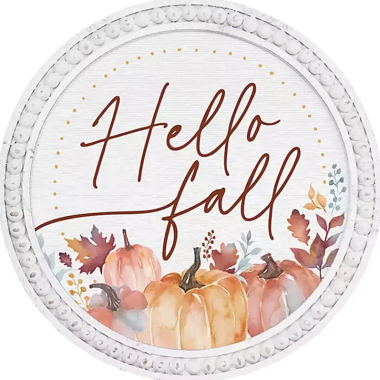 Fall>Kirklands Home Hello Fall Round Beaded Framed Wall Plaque