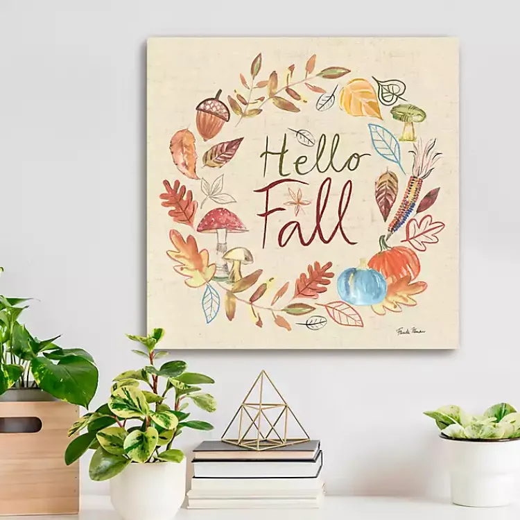 Fall>Kirklands Home Hello Fall Wreath Canvas Art Print
