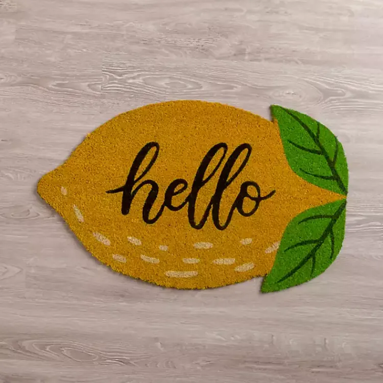 Kirklands Home Hello Lemon-Shaped Coir Doormat Sale