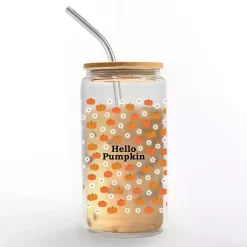 Fall>Kirklands Home Hello Pumpkin and Daisy Glass Tumbler