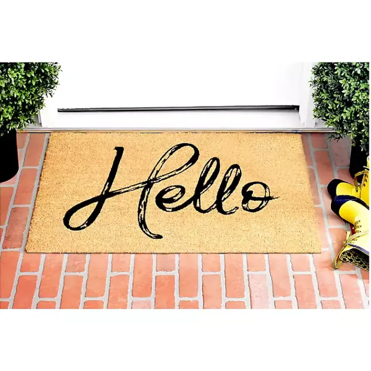 Kirklands Home Hello Script Natural Doormat Brown Best