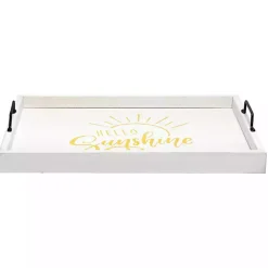 Decorative Trays>Kirklands Home Hello Sunshine Wood Tray White