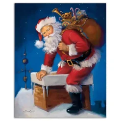 Christmas Art & Wall Decor>Kirklands Home Here Comes Santa Canvas Art Print